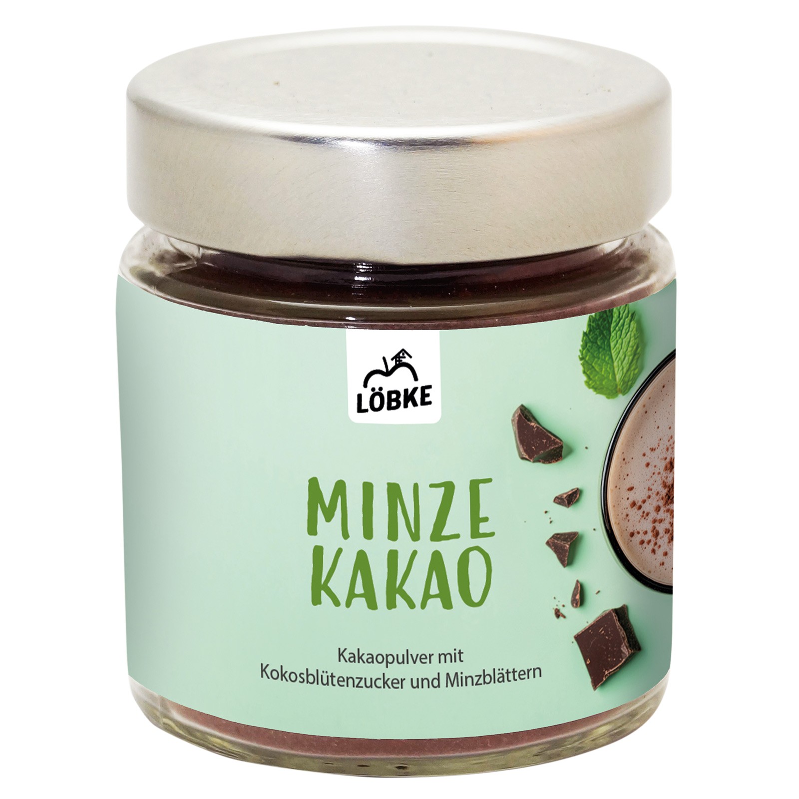Kakaopulver Minze im Schraubglas