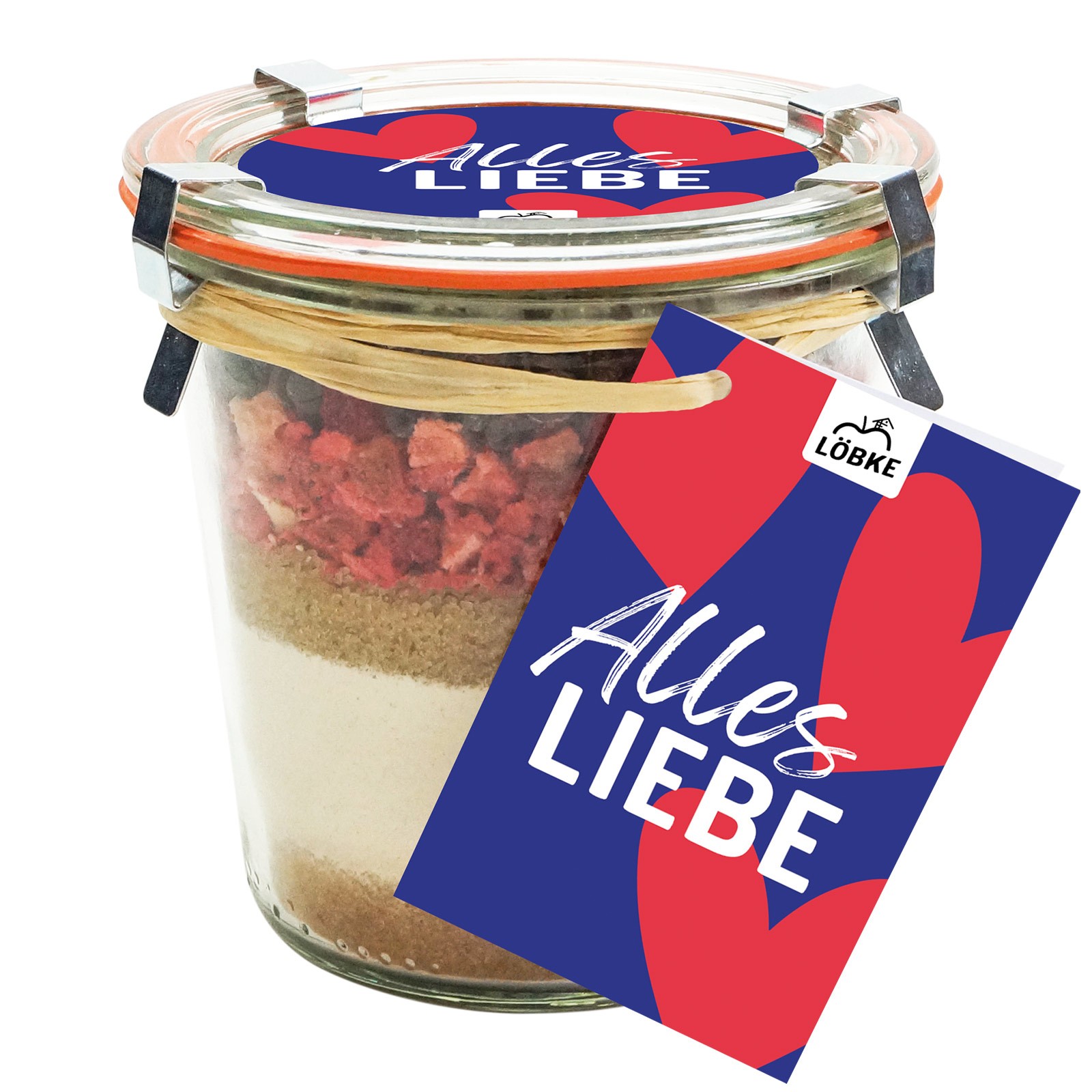 Backmischung Erdbeer-Schoko-Kuchen Alles Liebe im Weckglas Backmischung Erdbeer-Schoko-Kuchen Alles Liebe im Weckglas