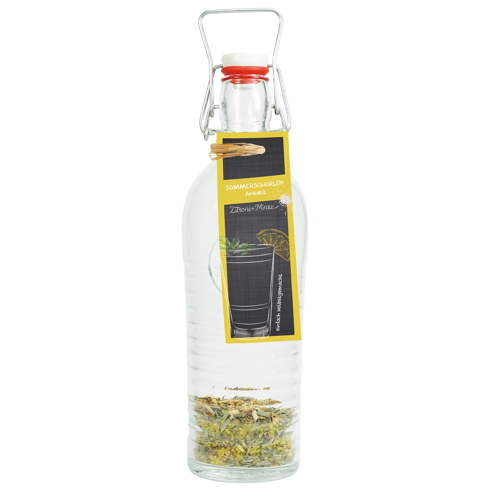 Zitrone-Minze Schorlen-Ansatzmischung in der Bügelflasche