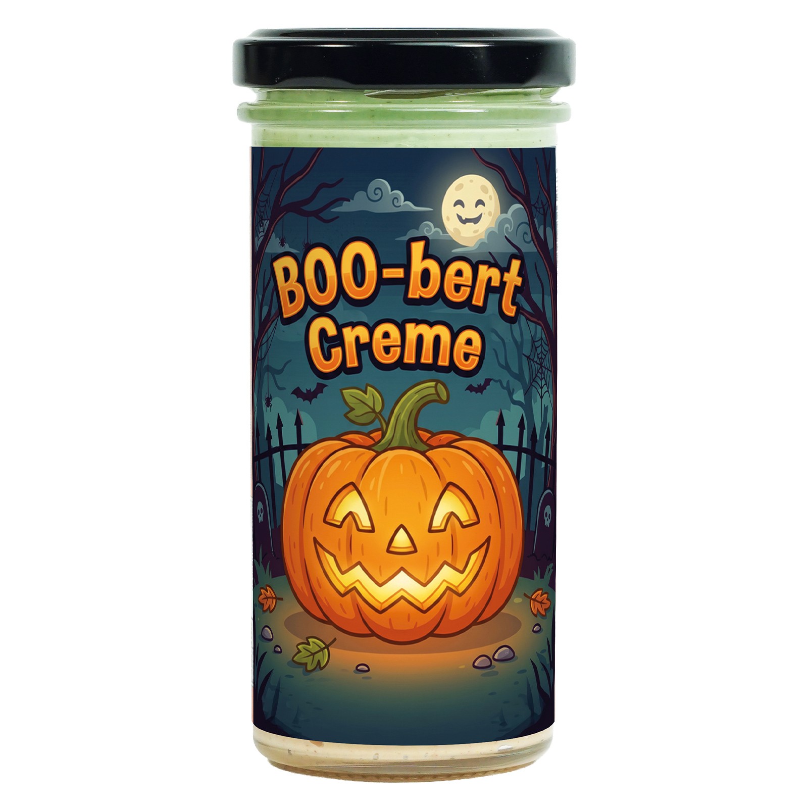 Boo-Bert Creme - weiße Schokoladencreme mit Pumpkin Spice im Schraubglas Boo-Bert Creme - weiße Schokoladencreme mit Pumpkin Spice im Schraubglas