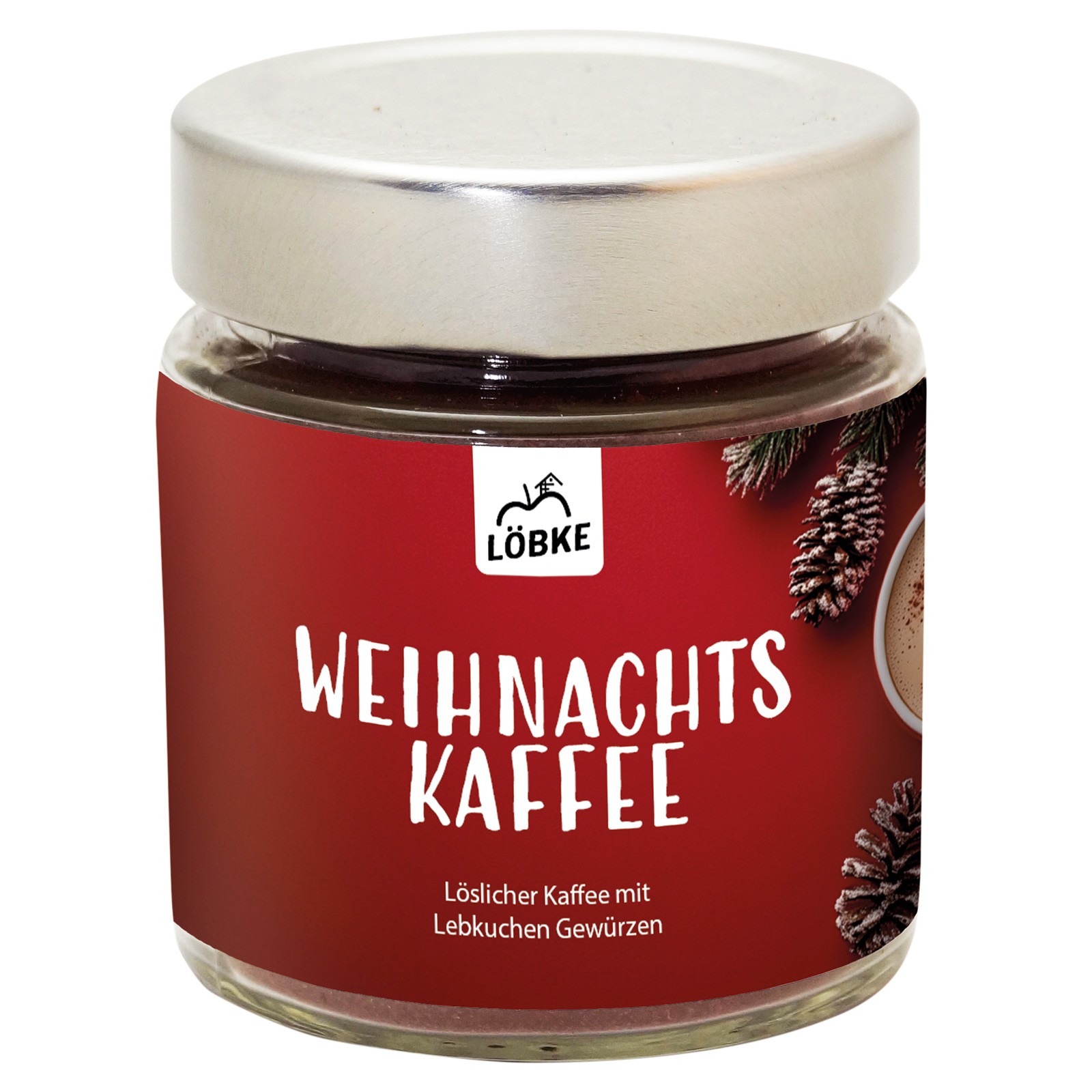 Kaffeepulver Weihnachten im Schraubglas