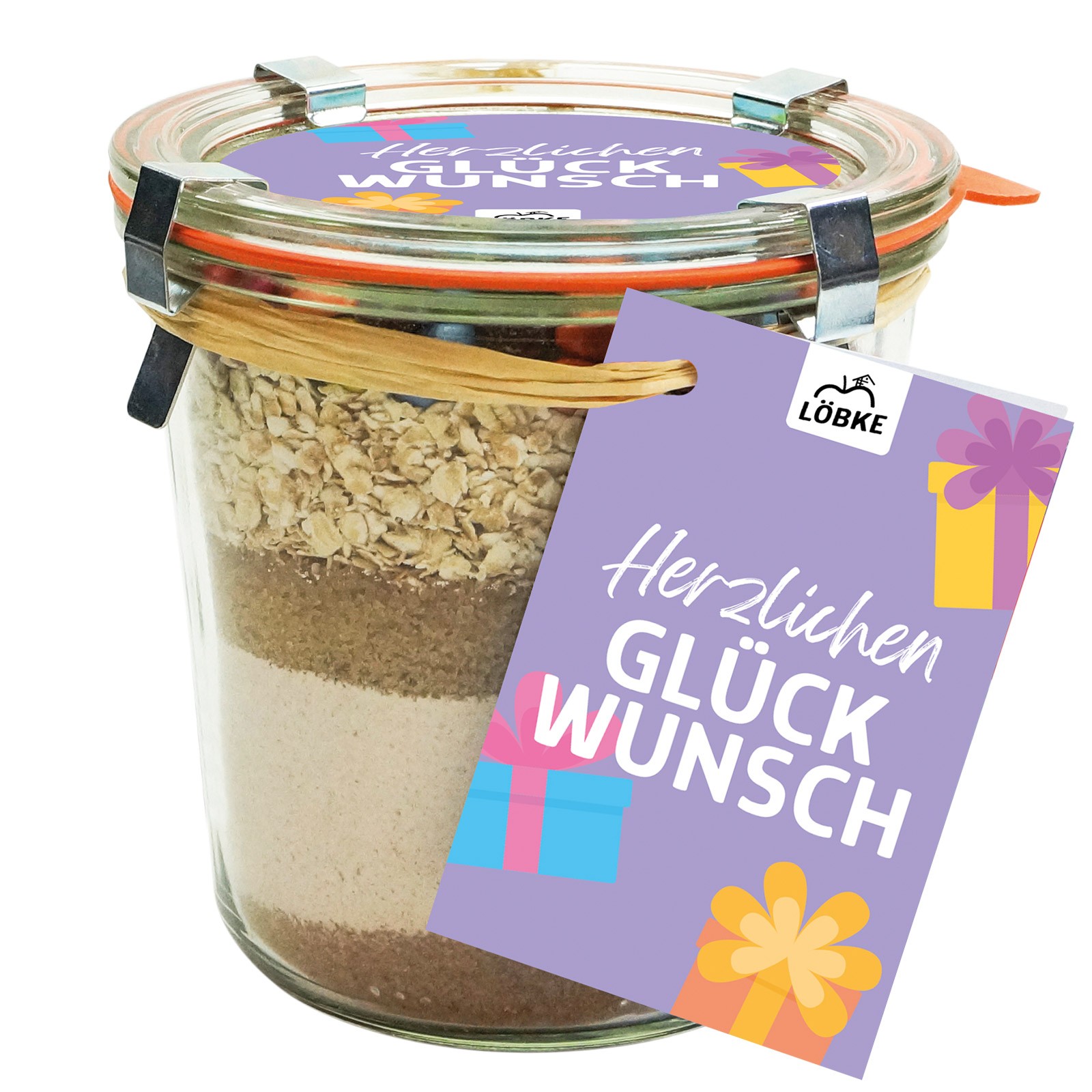 Backmischung Geburtstags-Kuchen Herzlichen Glückwunsch im Weckglas Backmischung Geburtstags-Kuchen Herzlichen Glückwunsch im Weckglas