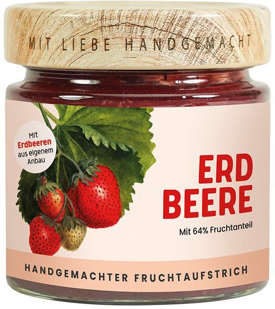 Erdbeer-Fruchtaufstrich im Schraubglas, handgemacht, vegan, Erdbeeren aus eigenem Anbau Erdbeer-Fruchtaufstrich im Schraubglas, handgemacht, vegan, Erdbeeren aus eigenem Anbau