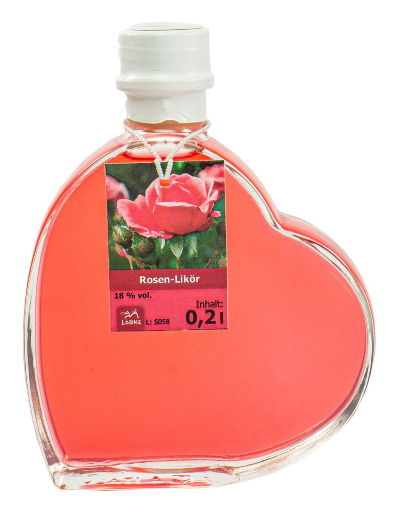 Rosen-Likör 0,20l Herzflasche | Onlineshop Löbke